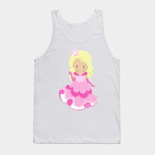 Cute Princess, Crown, Pink Dress, Blonde Hair Tank Top